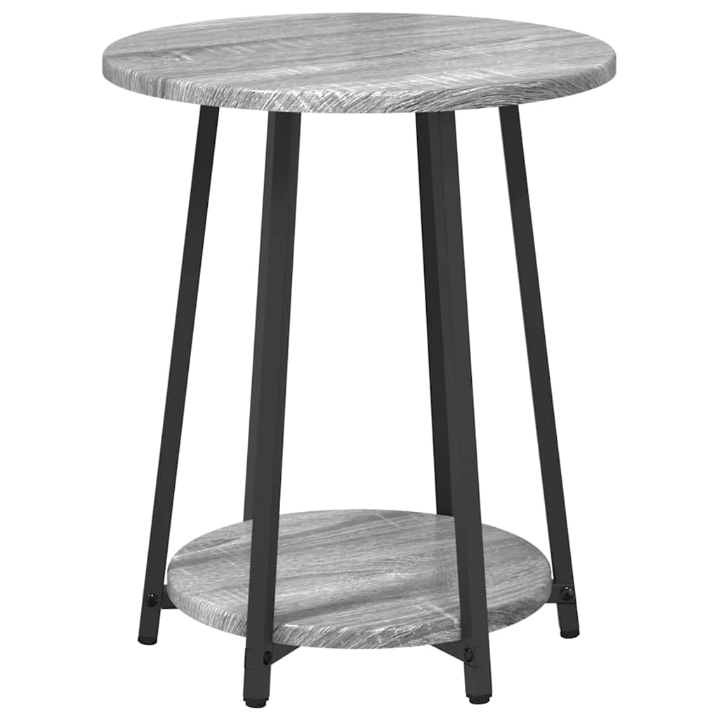 vidaXL Beistelltisch-Set mit Regal 2 pcs Grau Sonoma und Schwarz