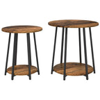 vidaXL Beistelltisch-Set mit Regal 2 pcs Altholz und Schwarz