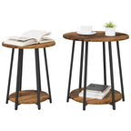 vidaXL Beistelltisch-Set mit Regal 2 pcs Altholz und Schwarz