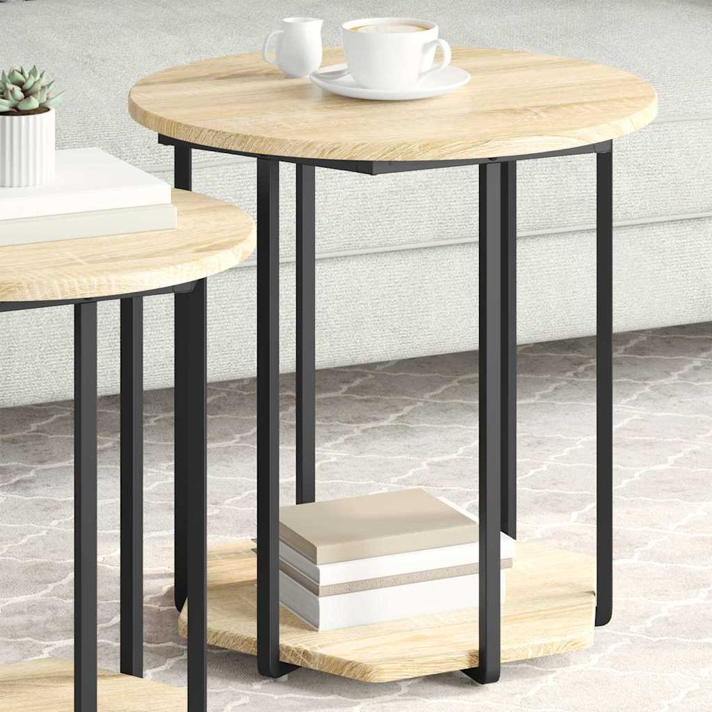 vidaXL Beistelltisch-Set mit Regal 2 pcs Braun