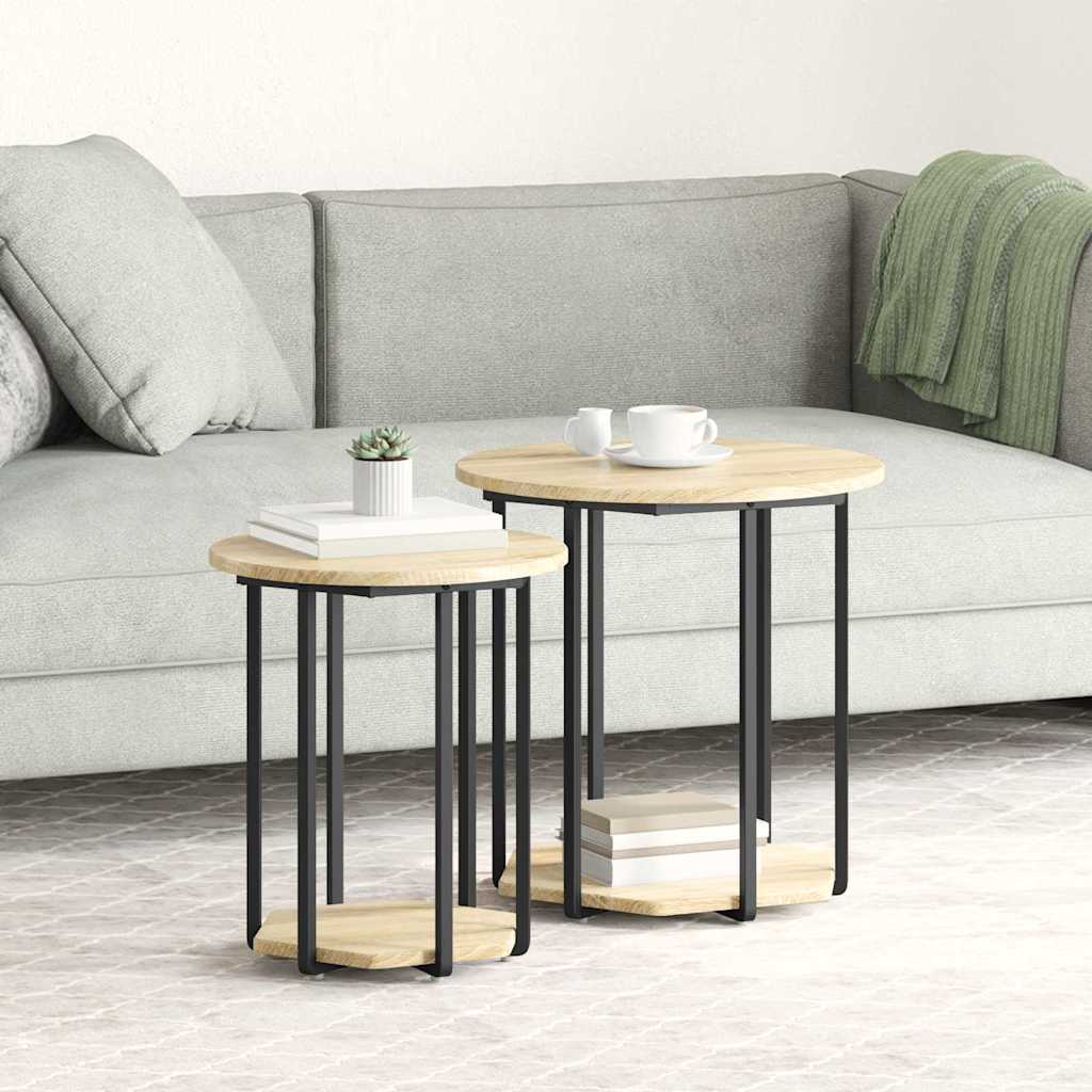 vidaXL Beistelltisch-Set mit Regal 2 pcs Braun
