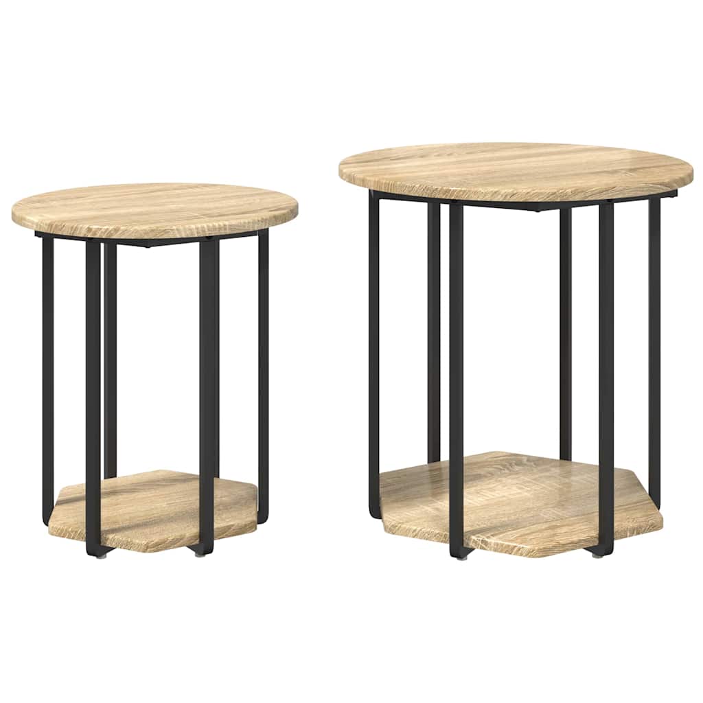 vidaXL Beistelltisch-Set mit Regal 2 pcs Braun