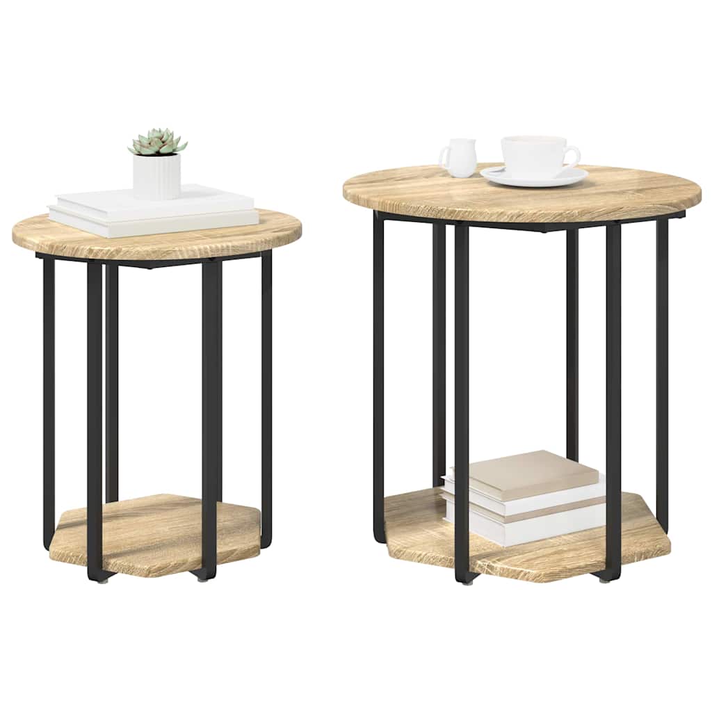 vidaXL Beistelltisch-Set mit Regal 2 pcs Braun