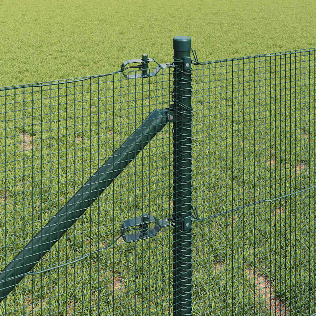 vidaXL Schweißdrahtzaun mit Spikes Stahl und PVC Grün Netz