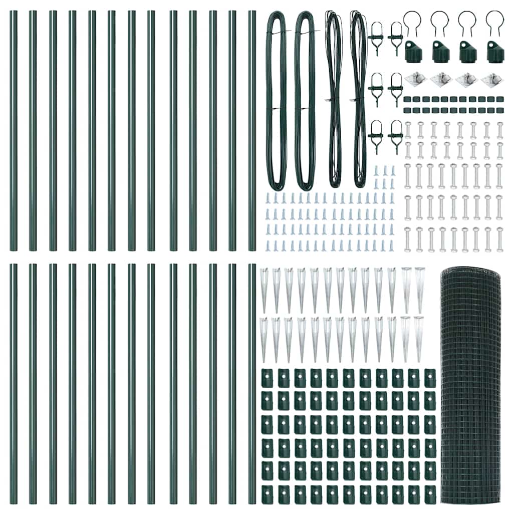 vidaXL Schweißdrahtzaun mit Spikes 50 x 0,5 m PVC-beschichteter Stahl