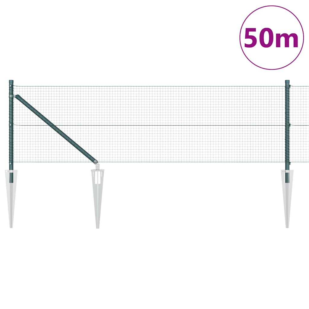 vidaXL Schweißdrahtzaun mit Spikes 50 x 0,5 m PVC-beschichteter Stahl