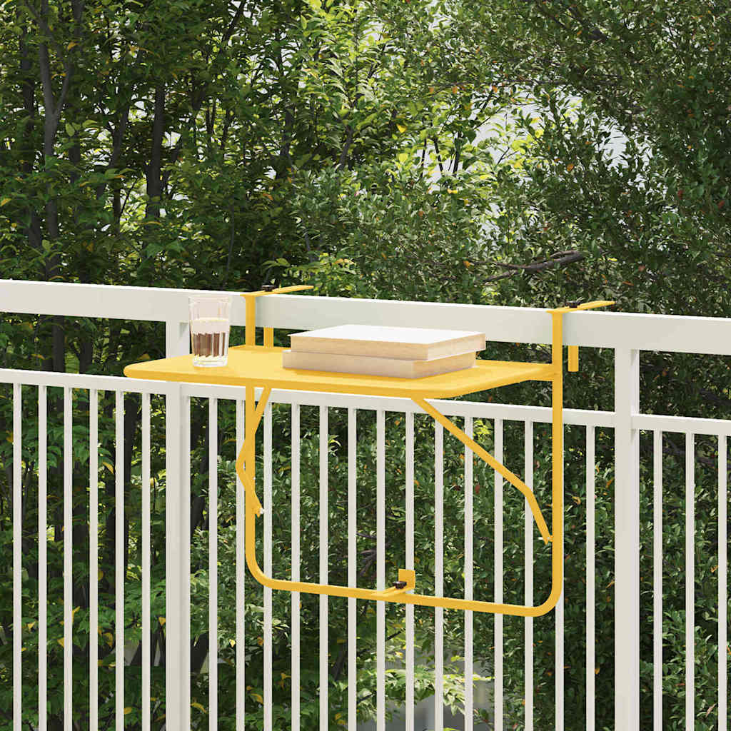 vidaXL Hängender Balkontisch Senf 60 x 39 x 65 cm Stahl
