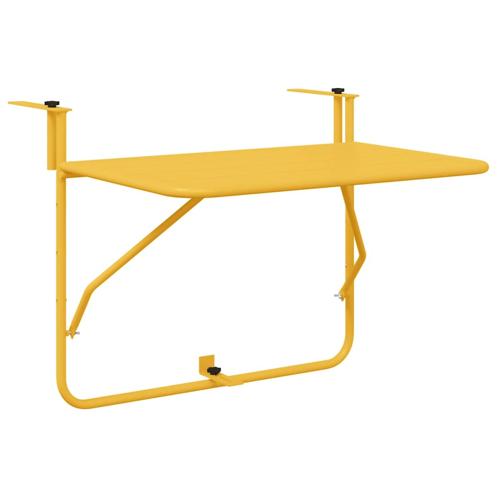 vidaXL Hängender Balkontisch Senf 60 x 39 x 65 cm Stahl