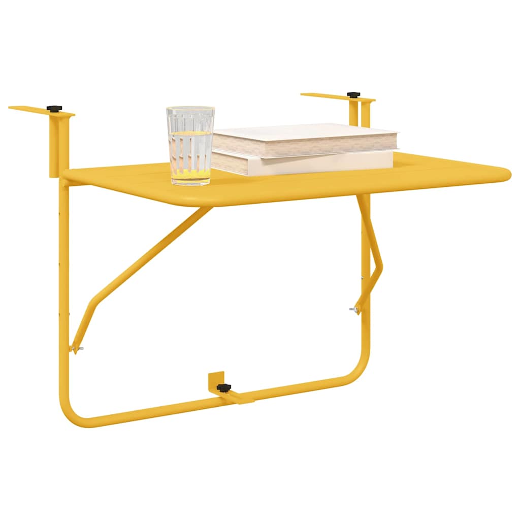 vidaXL Hängender Balkontisch Senf 60 x 39 x 65 cm Stahl