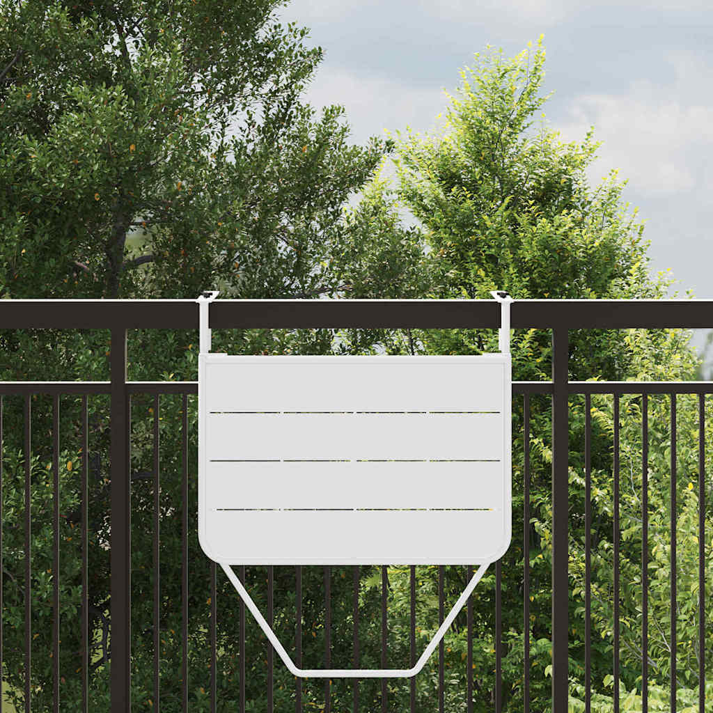 vidaXL Hängender Balkontisch Weiß 60 x 39 x 65 cm Stahl