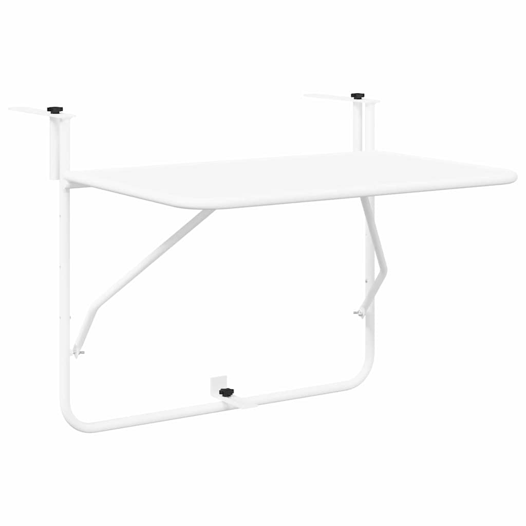 vidaXL Hängender Balkontisch Weiß 60 x 39 x 65 cm Stahl