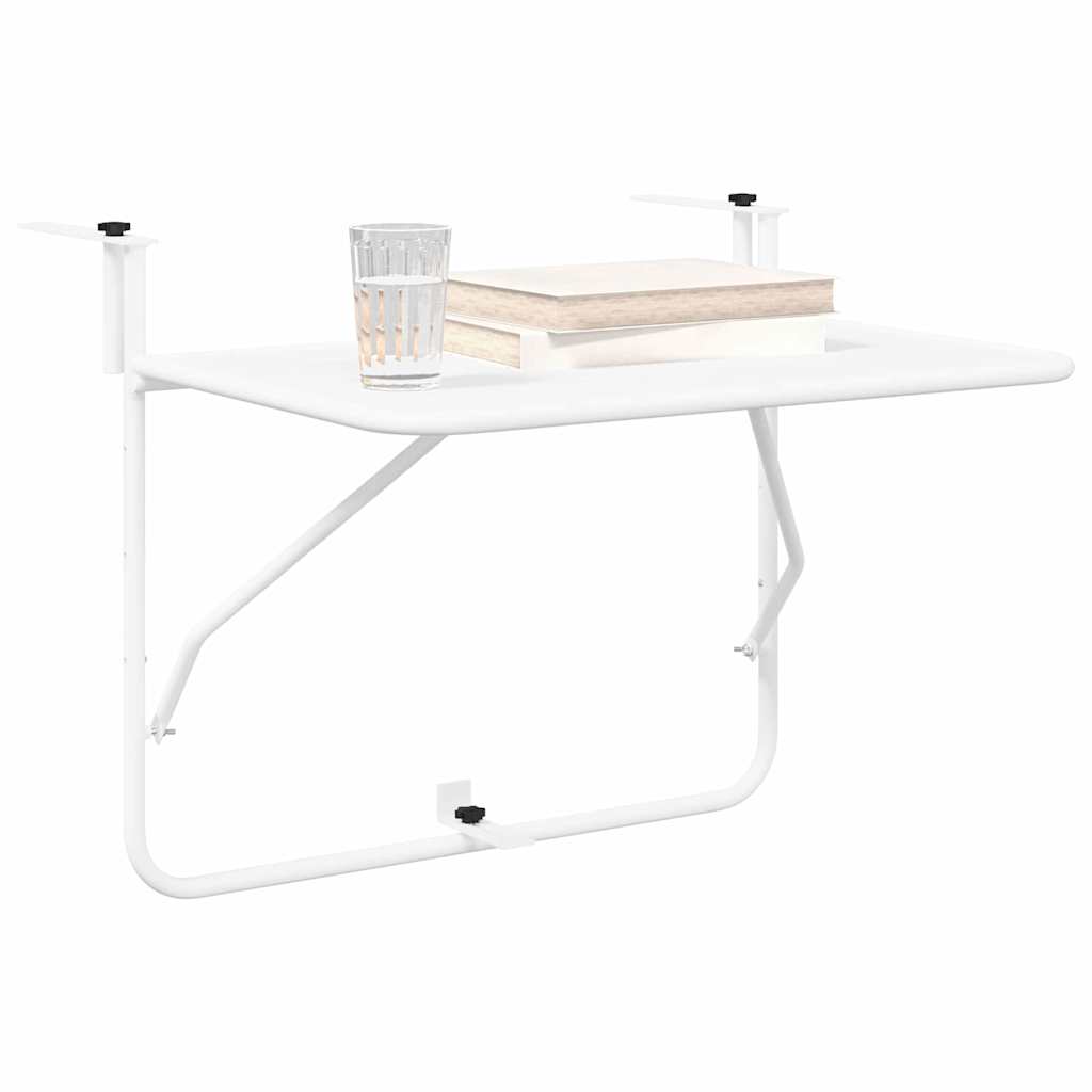 vidaXL Hängender Balkontisch Weiß 60 x 39 x 65 cm Stahl