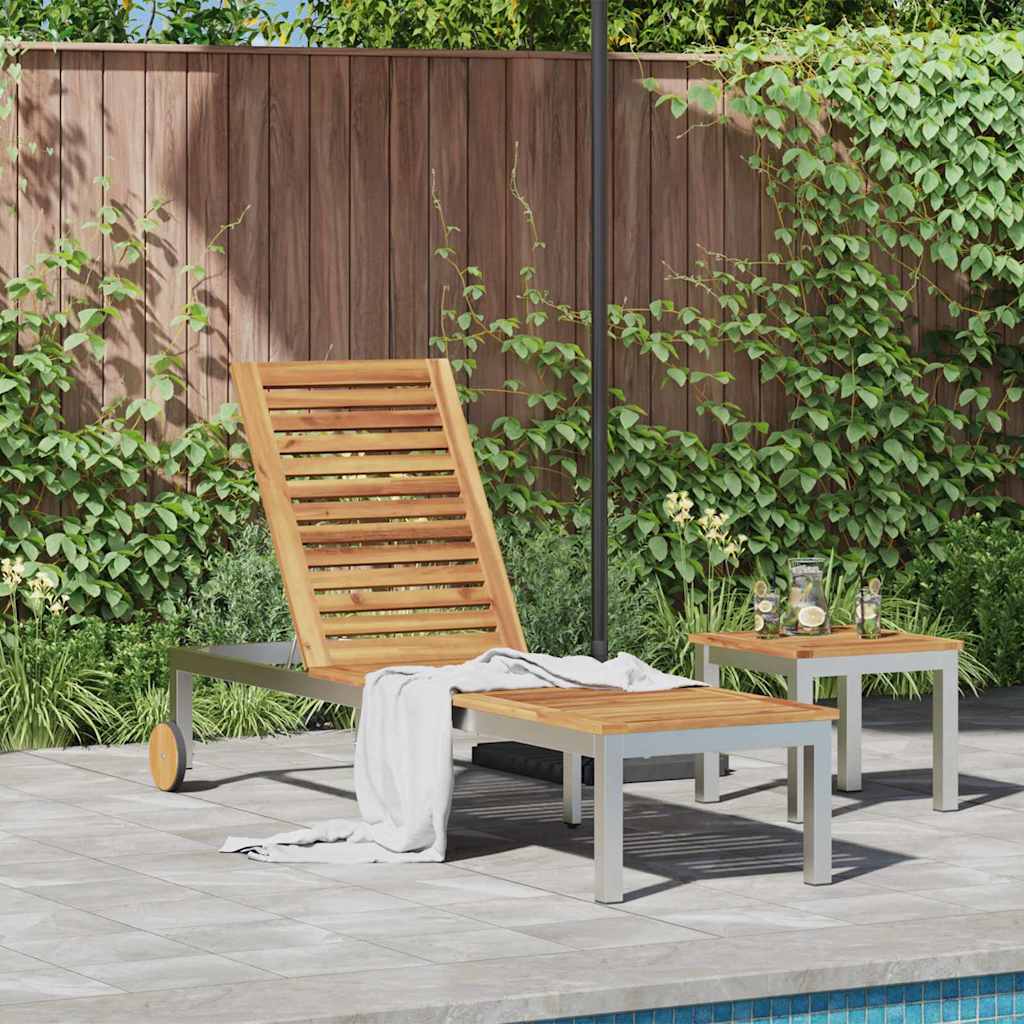 vidaXL Sonnenliege Öl-Natur 205 x 53 x 100 cm Massivholz Akazie