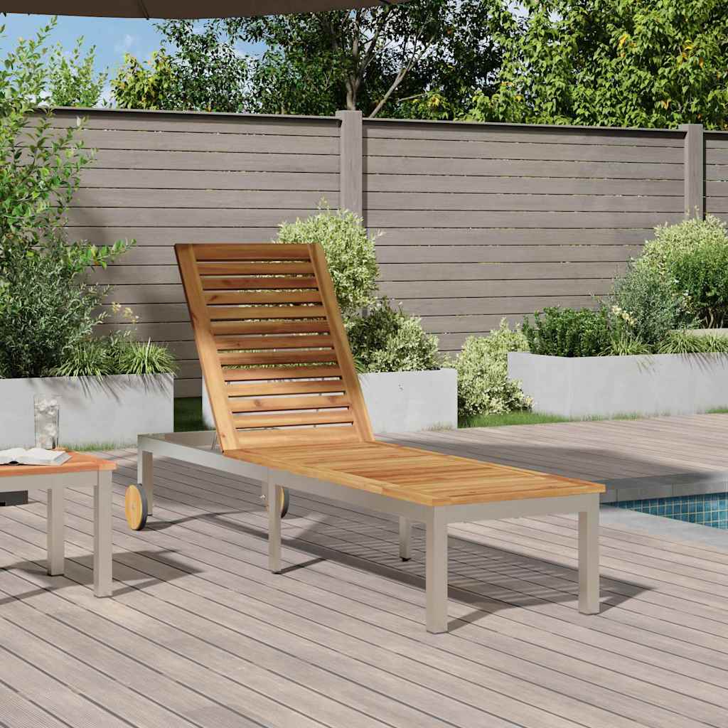 vidaXL Sonnenliege Öl-Natur 205 x 53 x 100 cm Massivholz Akazie