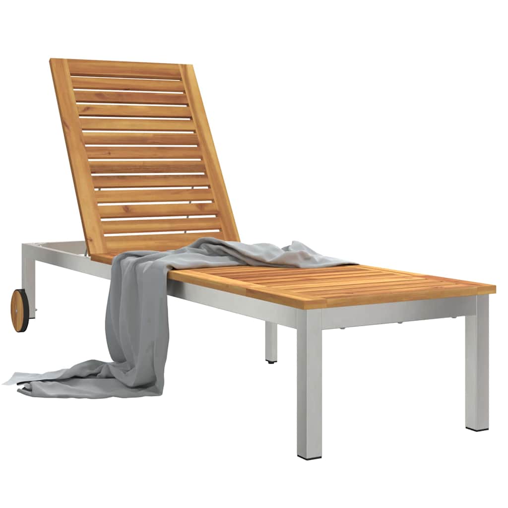 vidaXL Sonnenliege Öl-Natur 205 x 53 x 100 cm Massivholz Akazie