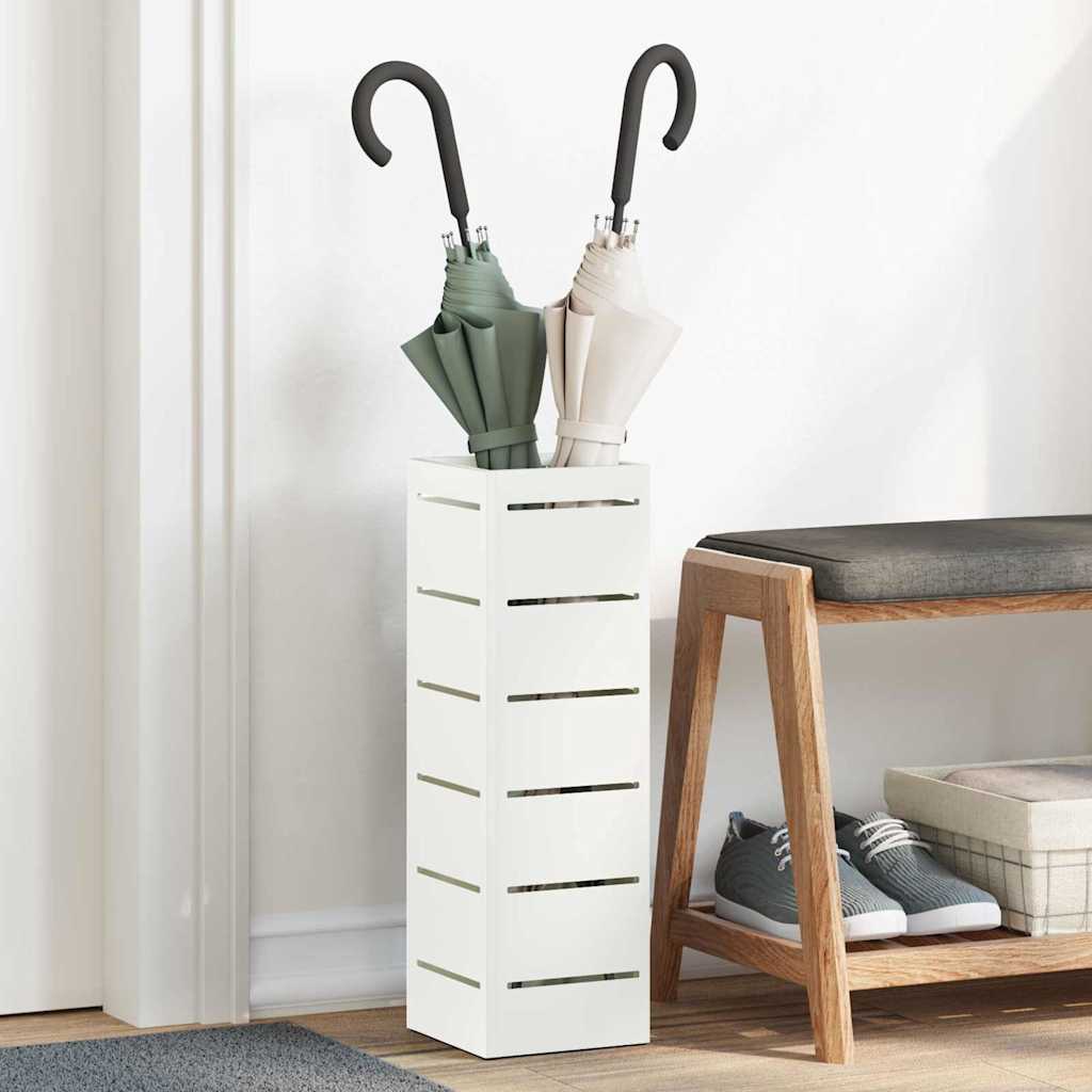 vidaXL Sonnenschirmhalter mit Speicher Weiß 15,5 x 15,5 x 49 cm Stahl