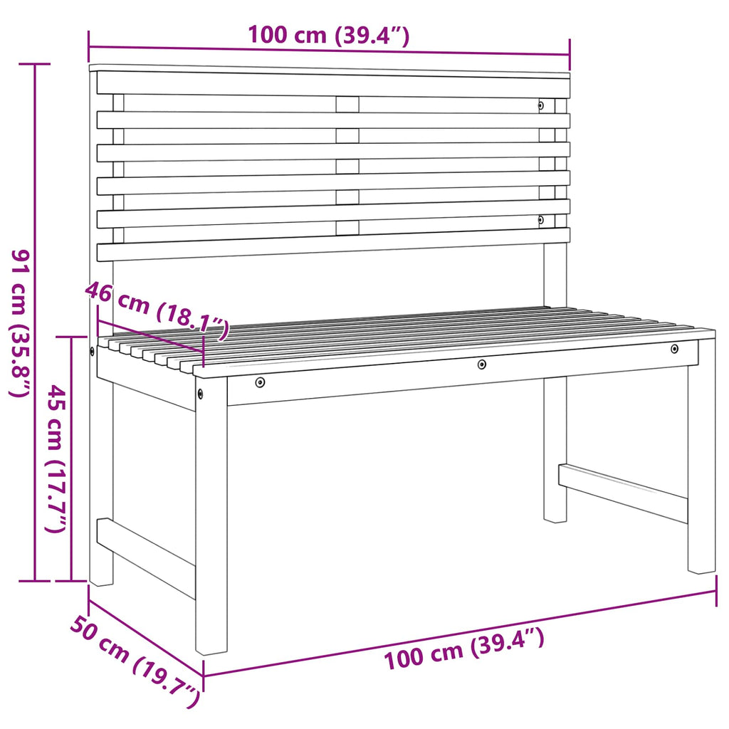 vidaXL Gartenstuhl Braun 100 x 50 x 91cm Massivholz Akazie