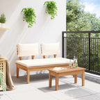 vidaXL Gartenbank und Tischset 2 pcs Creme und Braun Massivholz Teak