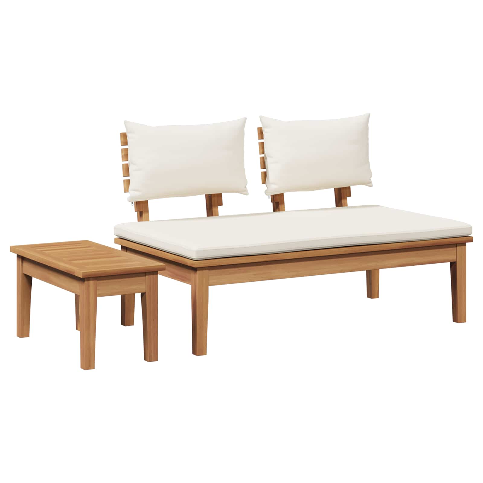 vidaXL Gartenbank und Tischset 2 pcs Creme und Braun Massivholz Teak