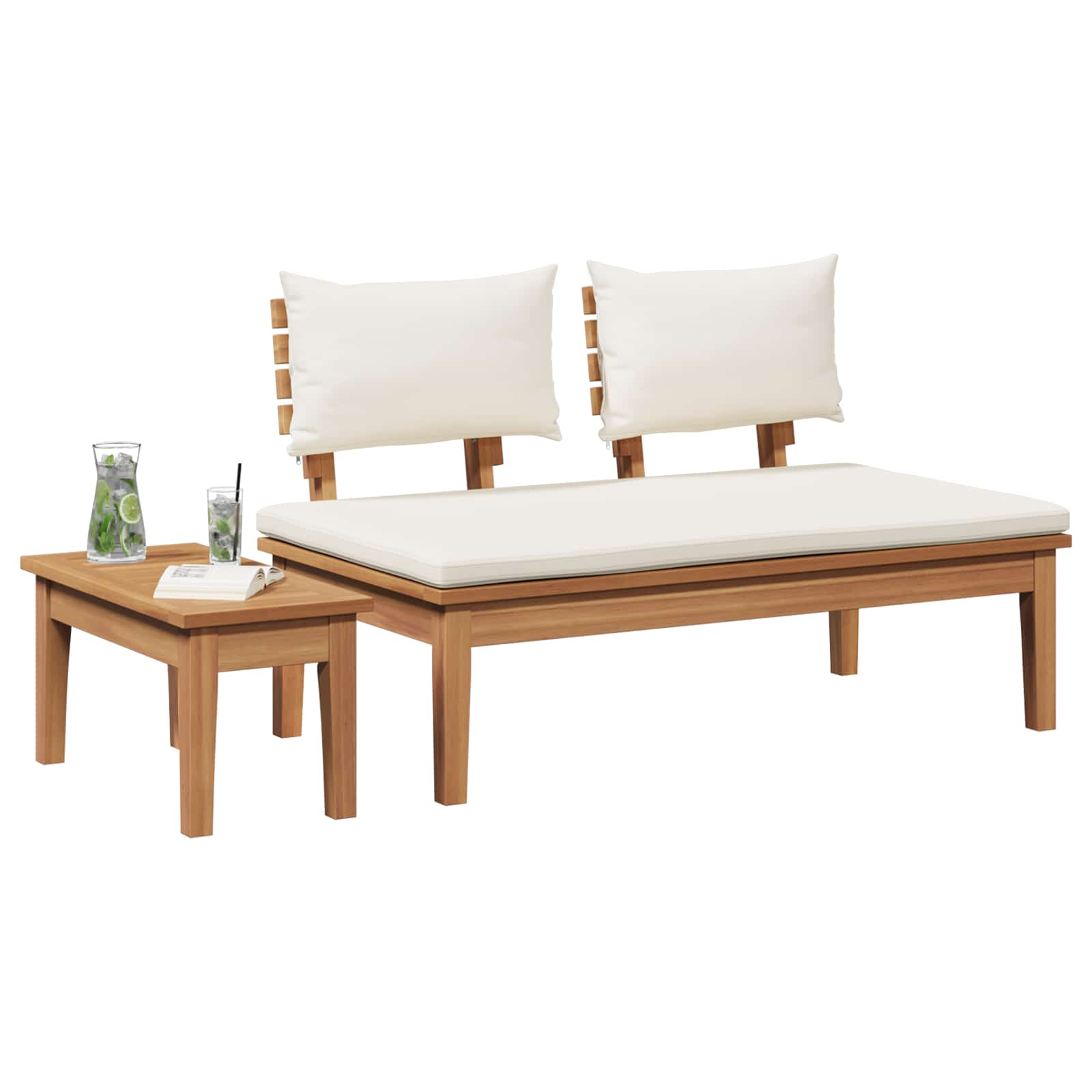 vidaXL Gartenbank und Tischset 2 pcs Creme und Braun Massivholz Teak