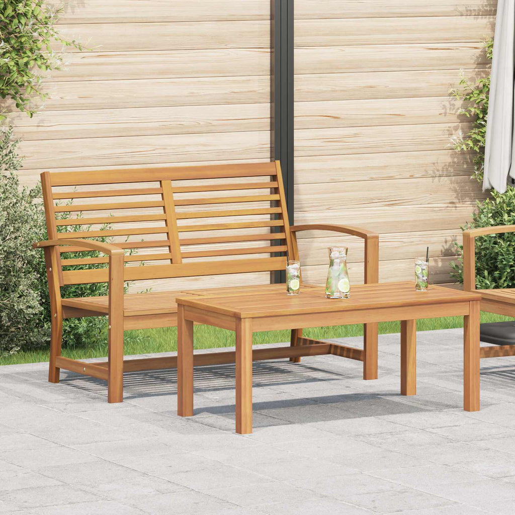 vidaXL Gartenbank und Tischset 2 Stück Braun Massivholz Teak