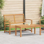 vidaXL Gartenbank und Tischset 2 Stück Braun Massivholz Teak