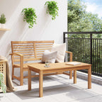 vidaXL Gartenbank und Tischset 2 Stück Braun Massivholz Teak