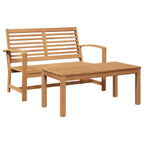 vidaXL Gartenbank und Tischset 2 Stück Braun Massivholz Teak