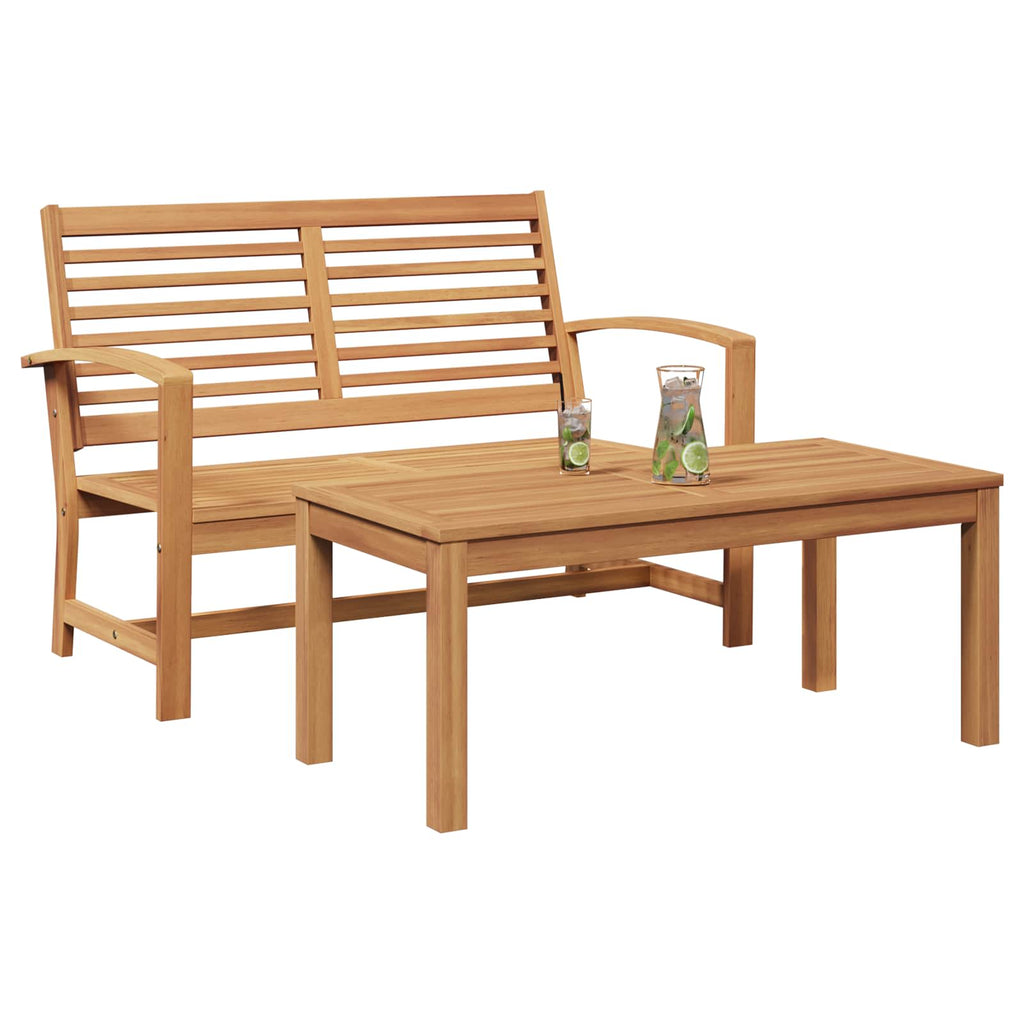 vidaXL Gartenbank und Tischset 2 Stück Braun Massivholz Teak