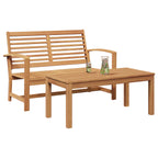 vidaXL Gartenbank und Tischset 2 Stück Braun Massivholz Teak