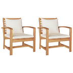 vidaXL Stuhl 2 Stück Braun und Creme 65 x 60 x 76,5 cm Massivholz Teak
