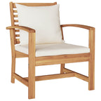 vidaXL Stuhl 2 Stück Braun und Creme 65 x 60 x 76,5 cm Massivholz Teak
