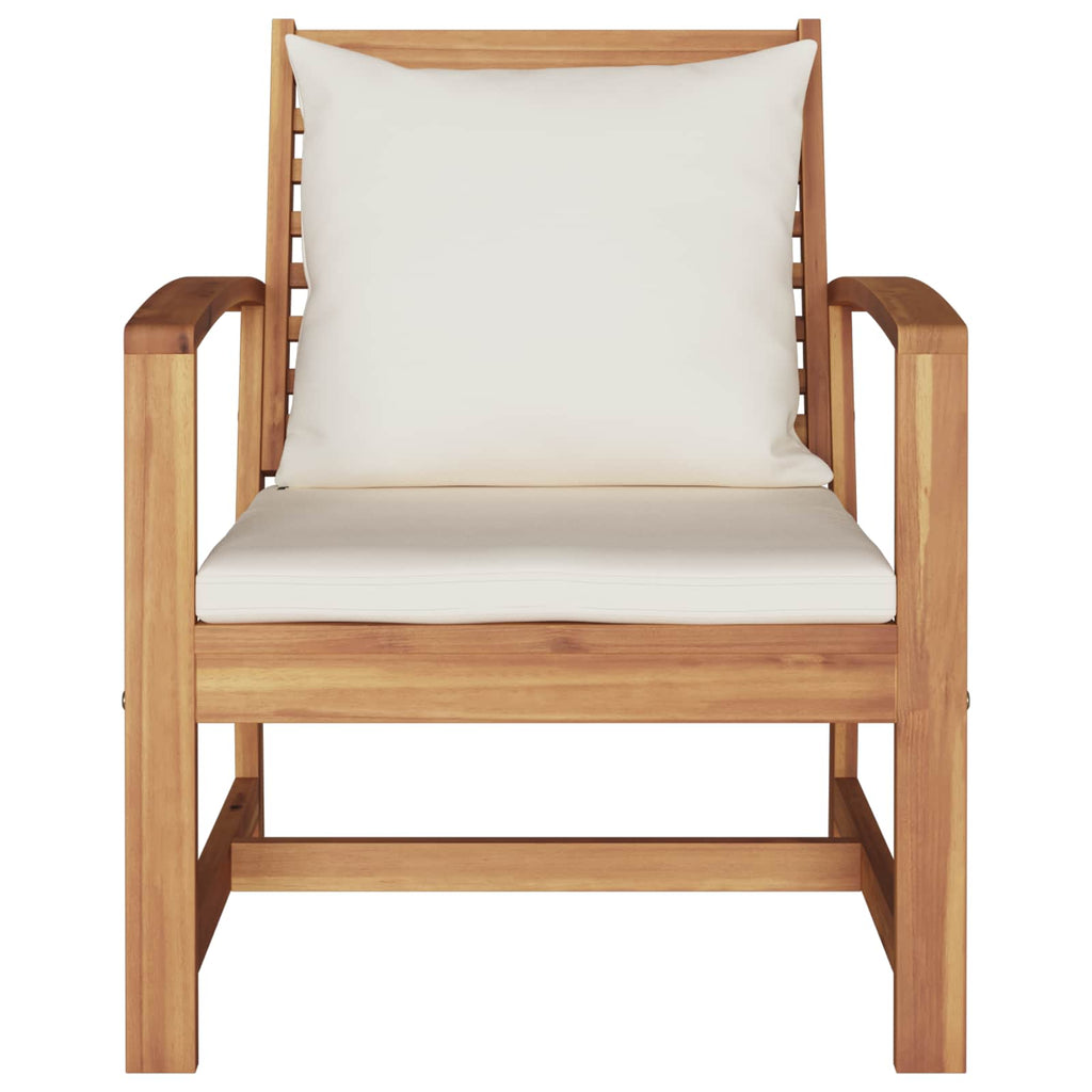 vidaXL Stuhl 2 Stück Braun und Creme 65 x 60 x 76,5 cm Massivholz Teak
