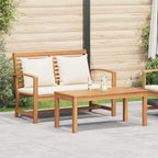 vidaXL Gartenbank- und Tischset mit Polster 2 Stück Braun und Creme