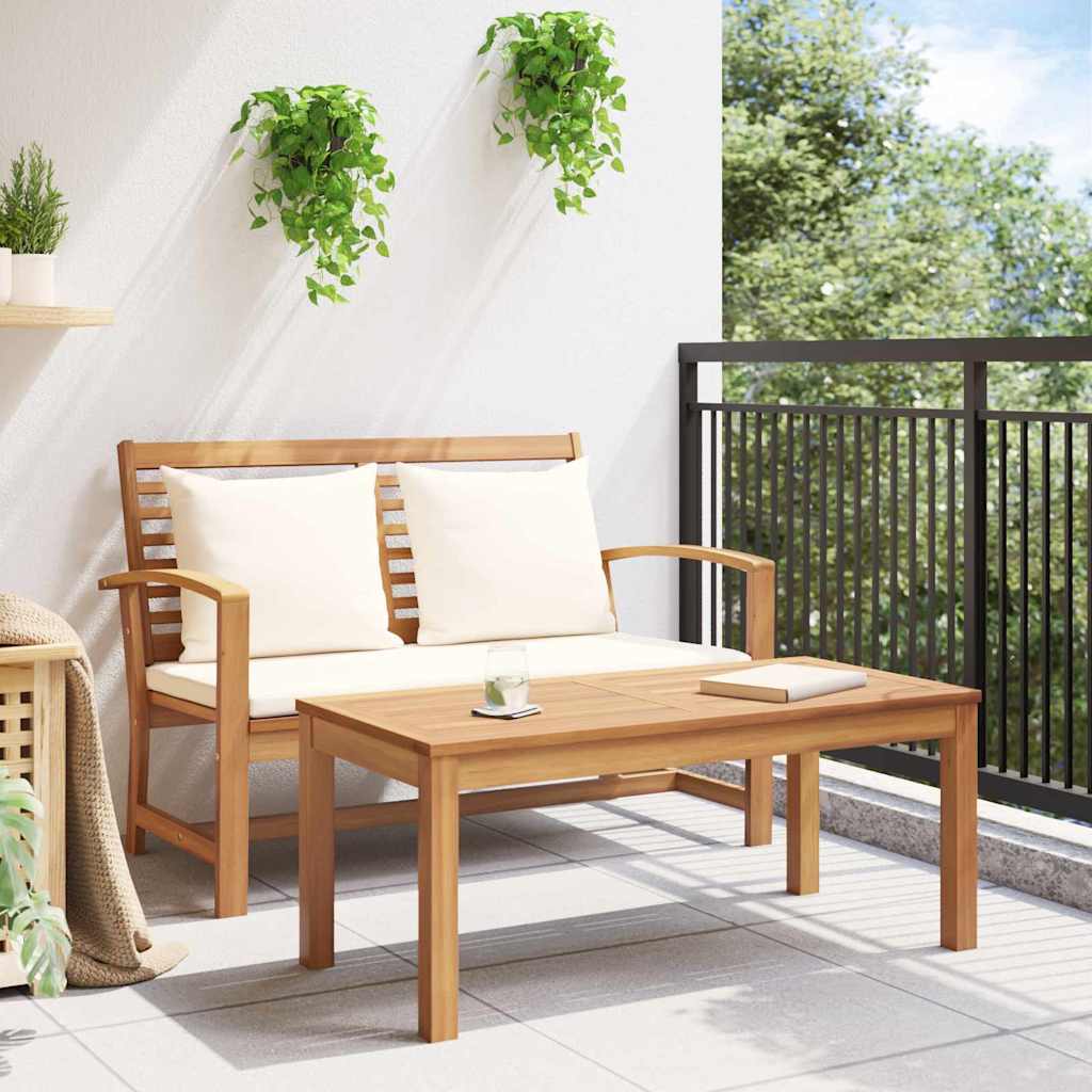 vidaXL Gartenbank- und Tischset mit Polster 2 Stück Braun und Creme