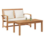 vidaXL Gartenbank- und Tischset mit Polster 2 Stück Braun und Creme