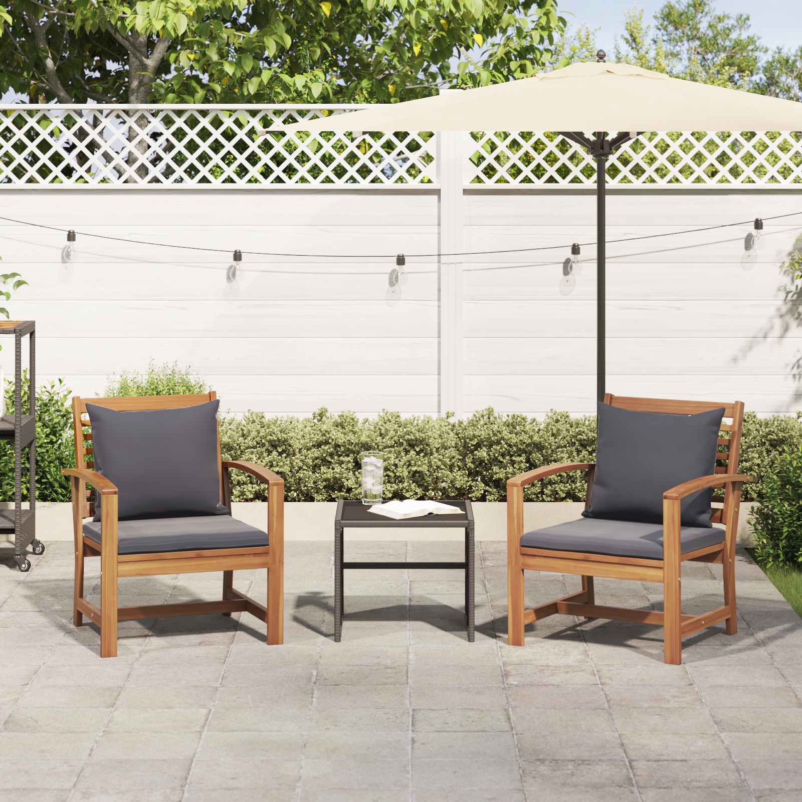 vidaXL Stuhl mit Kissen 2 Stück Braun und Dunkelgrau 65 x 60 x 76,5 cm