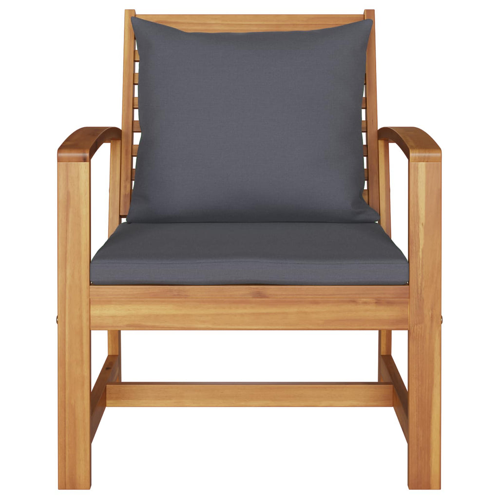 vidaXL Stuhl mit Kissen 2 Stück Braun und Dunkelgrau 65 x 60 x 76,5 cm