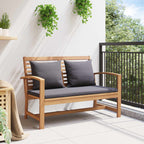 vidaXL Gartenbank- und Tischset mit Polster 2 Stück Massivholz Teak