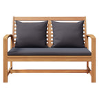 vidaXL Gartenbank- und Tischset mit Polster 2 Stück Massivholz Teak