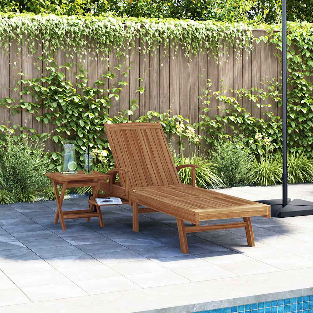 vidaXL Sonnenliege mit Kissen 1-Person 2 pcs Braun Massivholz Teak