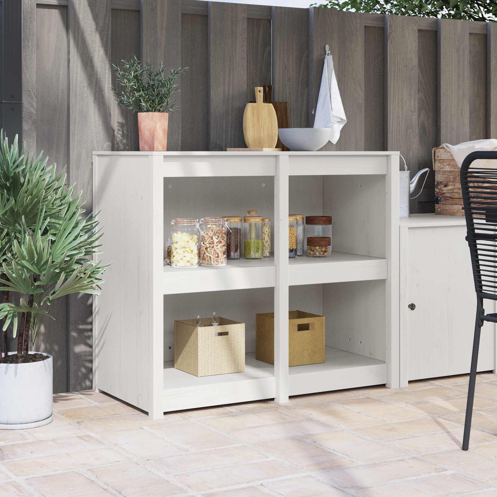 vidaXL Küchenschrank mit Regal MEPPEL Warmes Weiß 106 x 55 x 92 cm