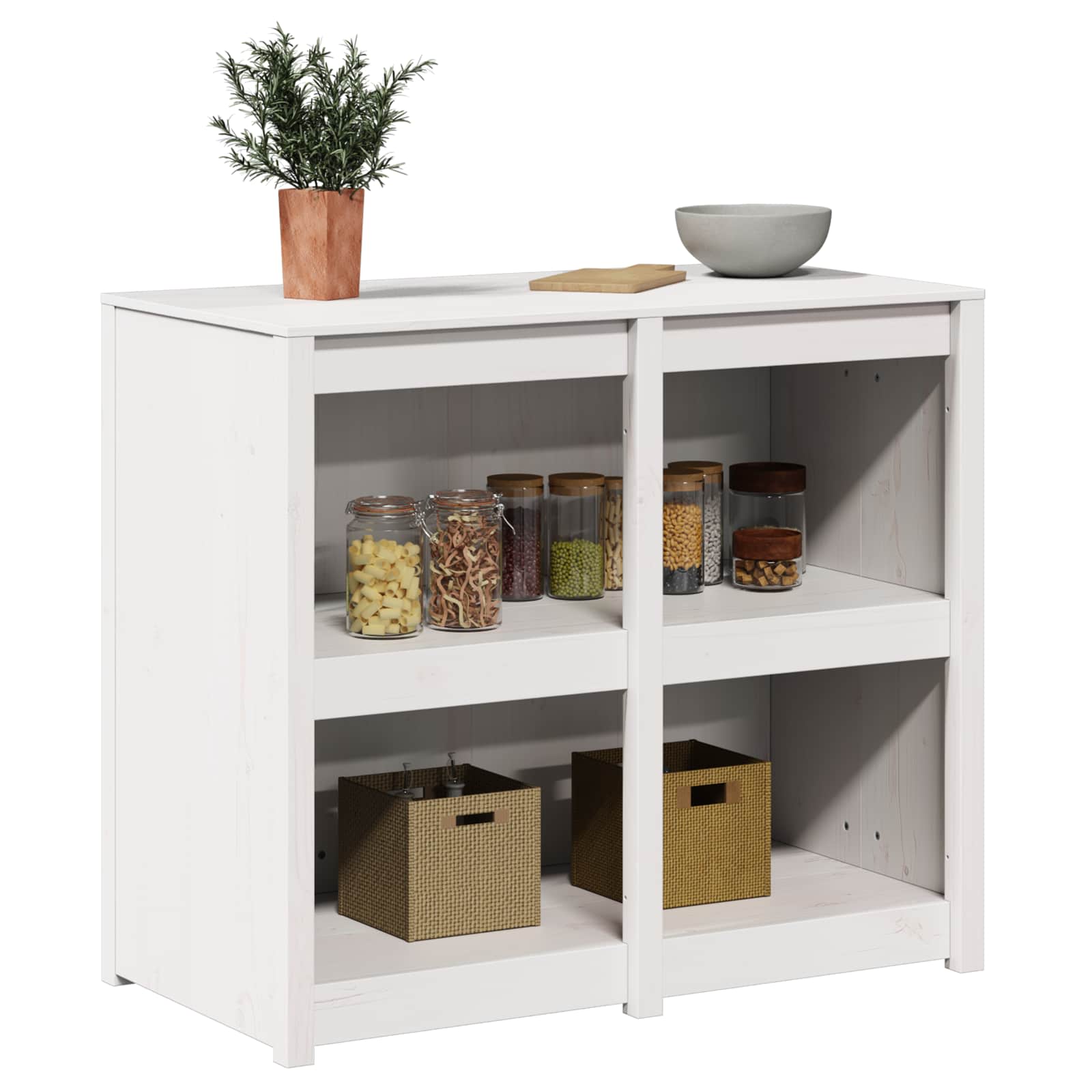 vidaXL Küchenschrank mit Regal MEPPEL Warmes Weiß 106 x 55 x 92 cm