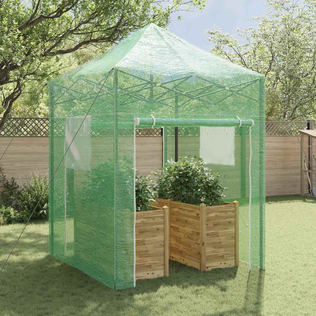vidaXL Gewächshaus mit Pop-up-Rahmen Grün 200 x 200 x 300 cm Eisen