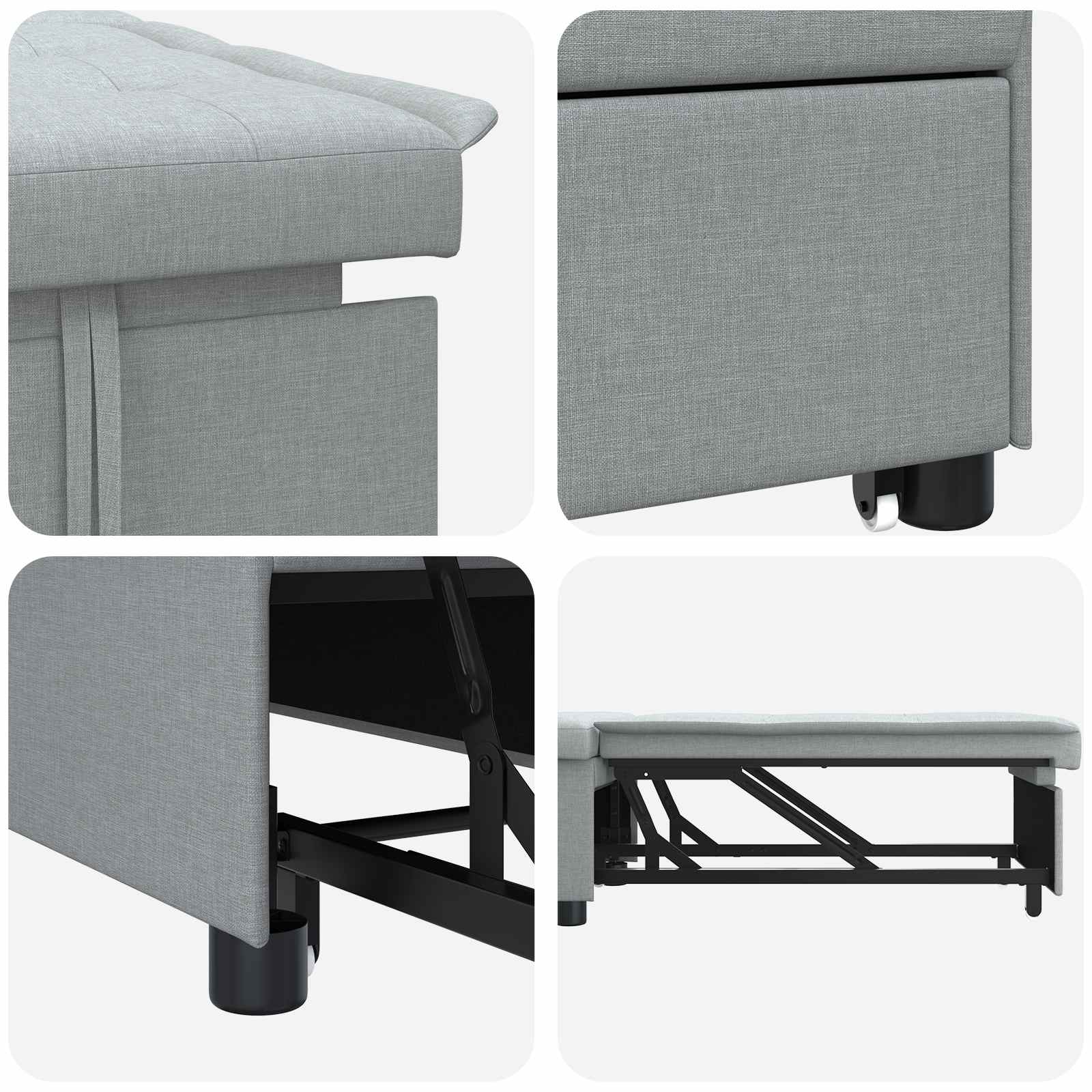 vidaXL Schlafsofa Ausziehbar Hellgrau 194 x 50 x 82 cm Stoff