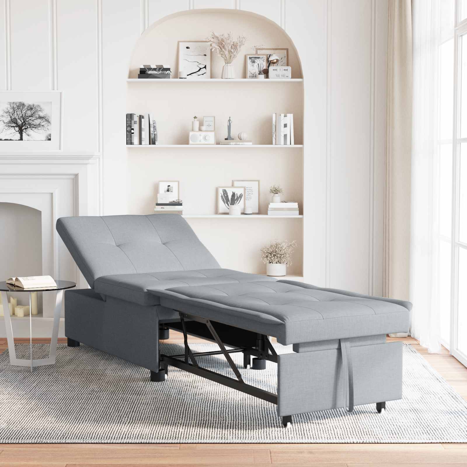 vidaXL Schlafsofa Ausziehbar Hellgrau 194 x 50 x 82 cm Stoff