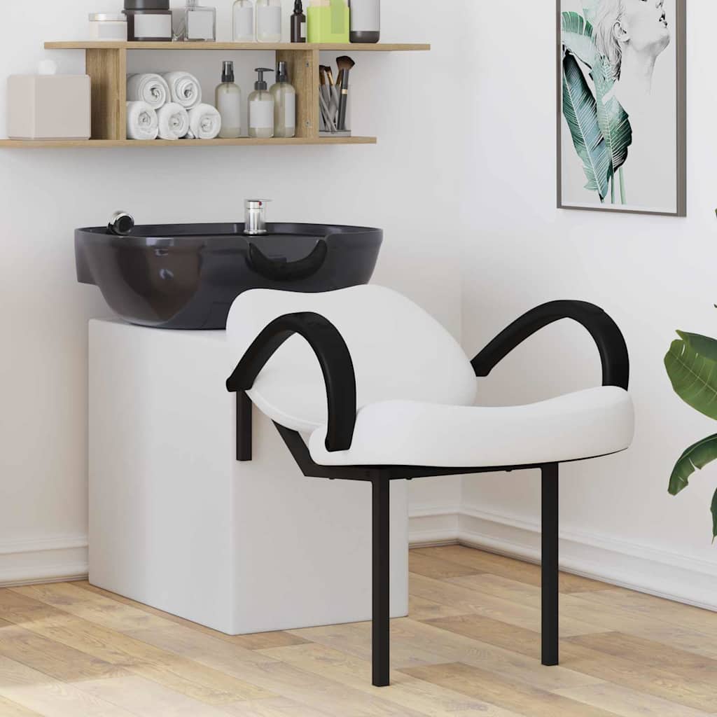 vidaXL Shampoo Stuhl Weiß und Schwarz 136 x 60 x 92 cm PVC