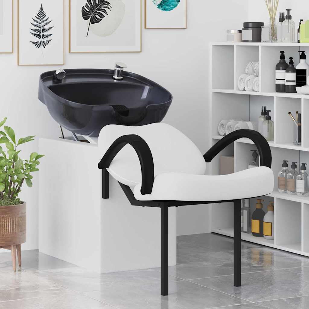 vidaXL Shampoo Stuhl Weiß und Schwarz 136 x 60 x 92 cm PVC