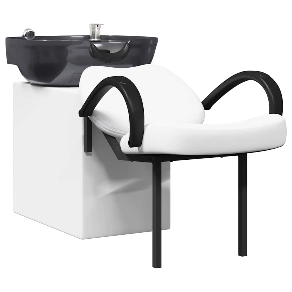 vidaXL Shampoo Stuhl Weiß und Schwarz 136 x 60 x 92 cm PVC