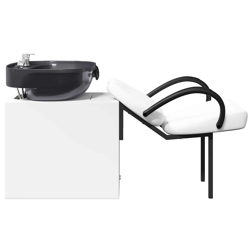 vidaXL Shampoo Stuhl Weiß und Schwarz 136 x 60 x 92 cm PVC